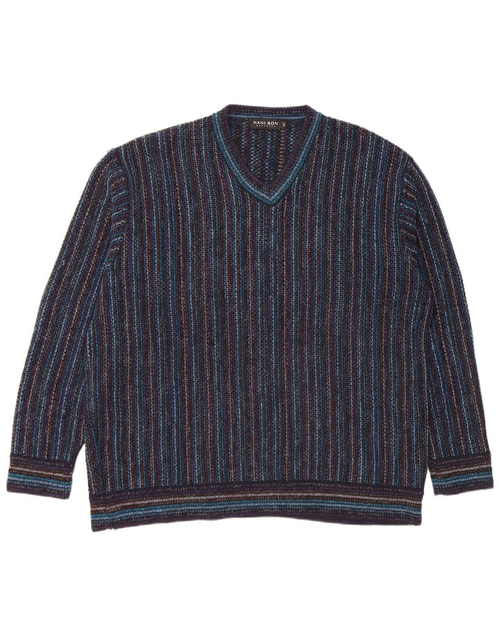 Мужской джемпер с v-образным вырезом NANI BON IT 54 XL темно-синий в полоску акрил
