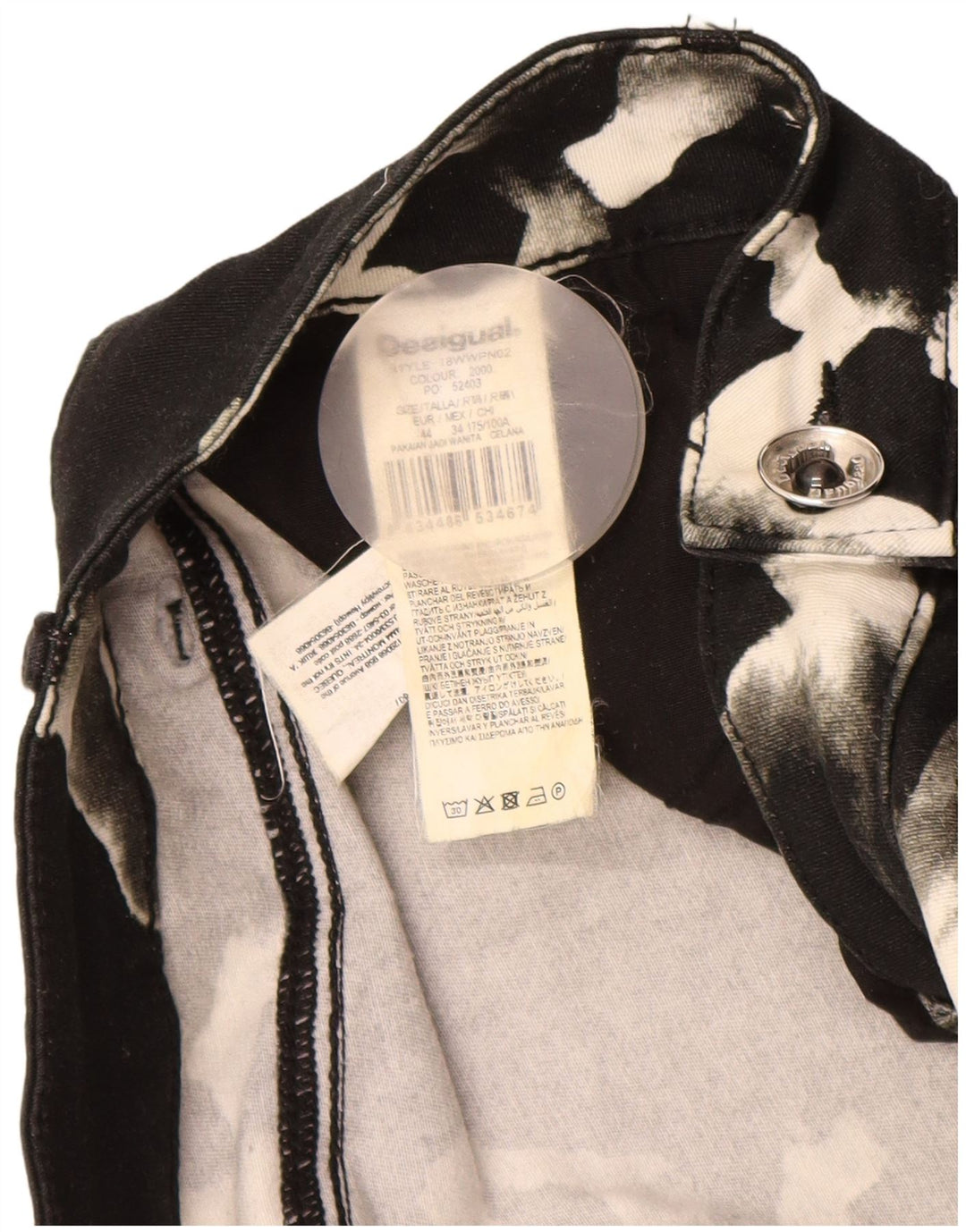 DESIGUAL Женские повседневные узкие брюки EU 44 XL W34 L31, черные с животным принтом