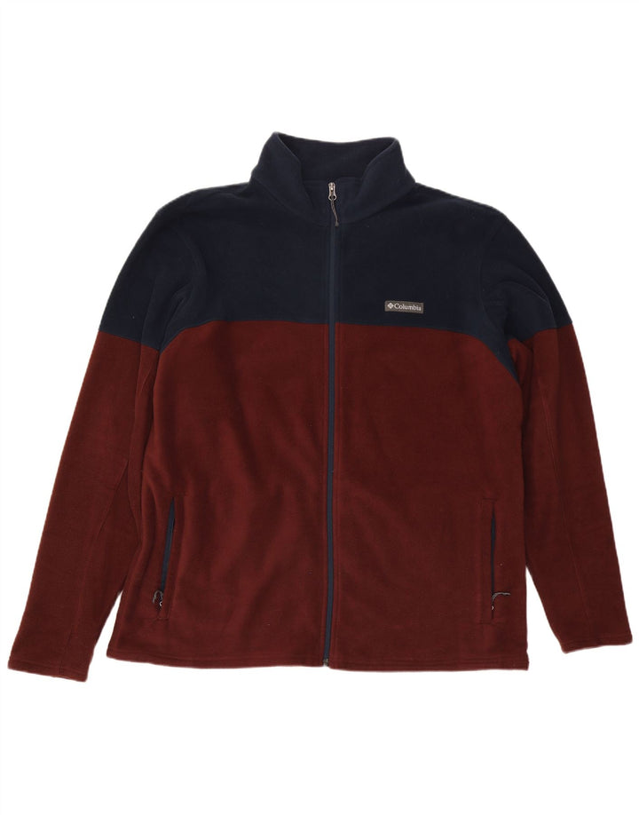 Мужская флисовая куртка Columbia UK 44 2XL бордовый полиэстер с цветными блоками