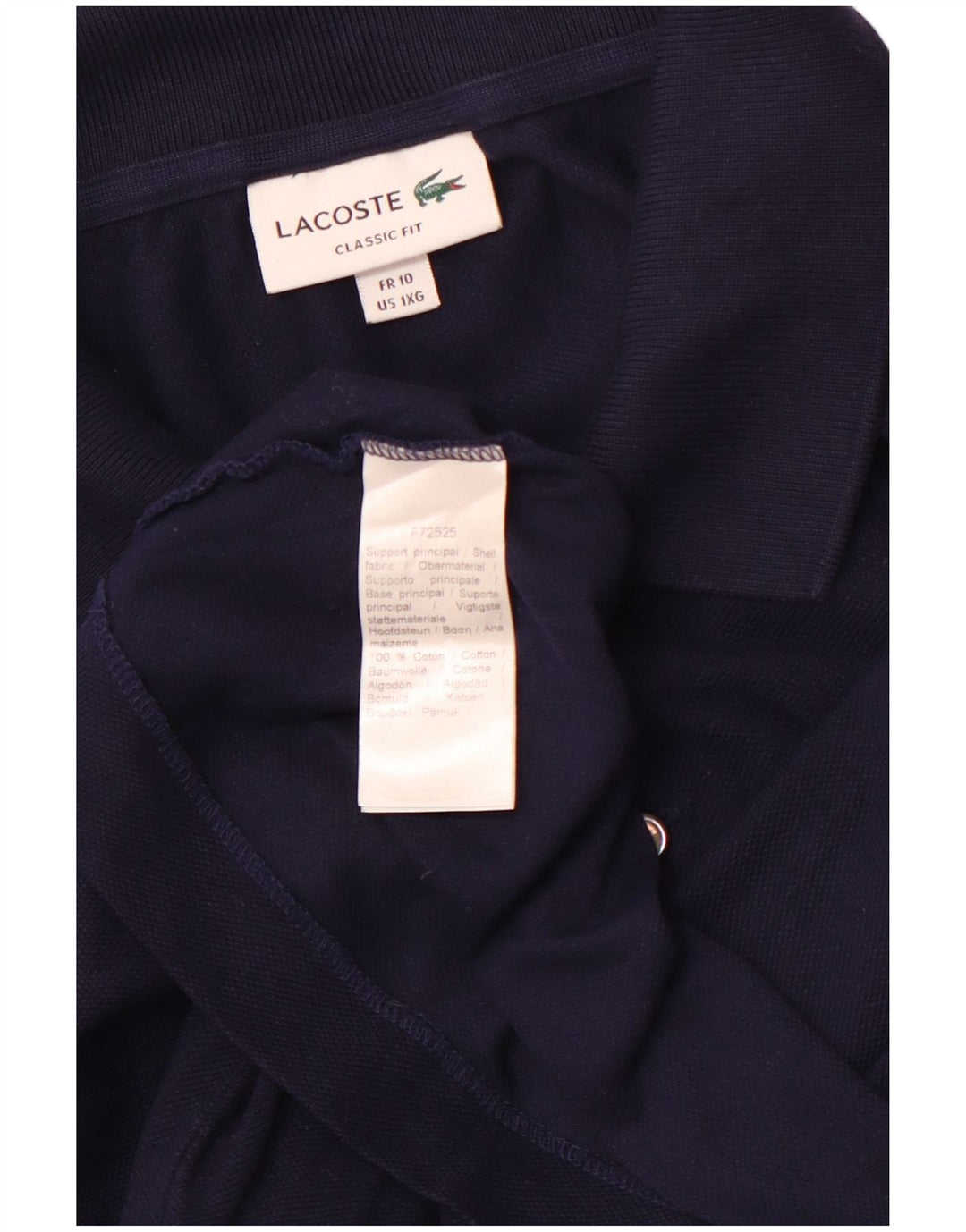 LACOSTE Мужская рубашка-поло классического кроя, размер 10, 5XL, темно-синяя, хлопок