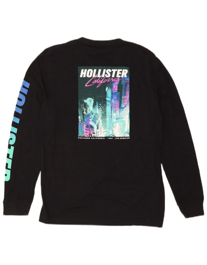 Женский топ с рисунком HOLLISTER, длинный рукав, UK 10, маленький, черный, хлопок