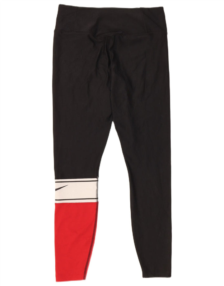 Женские леггинсы Nike Dri Fit UK 14, средний черный, полиэстер с цветными блоками