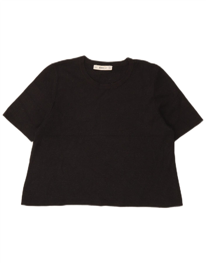 Женская укороченная футболка Zara UK 12, средний черный