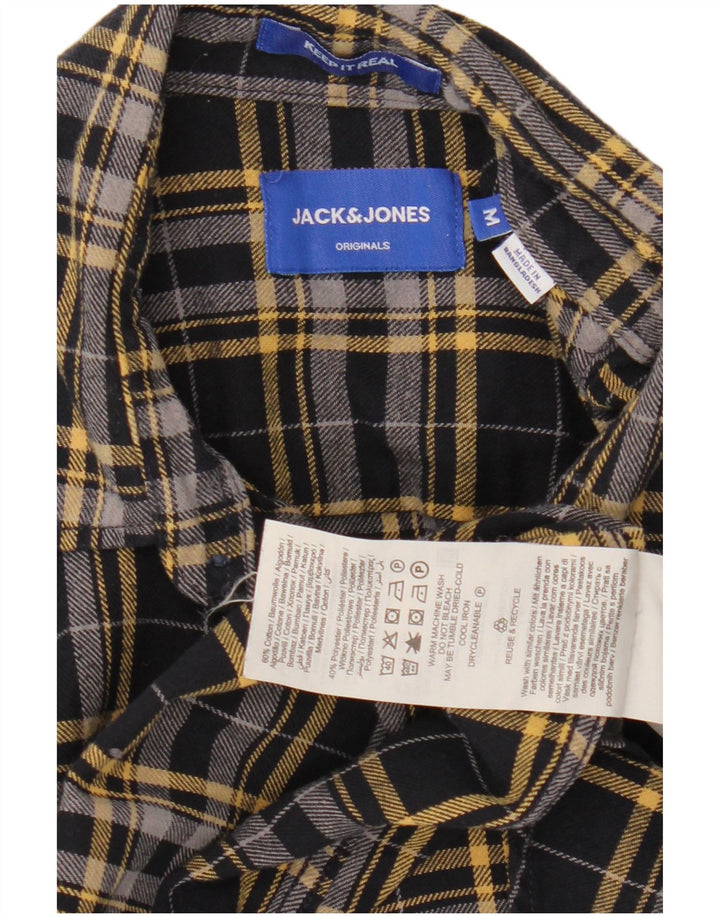 Мужская фланелевая рубашка Jack & Jones среднего размера, черная клетка, хлопок