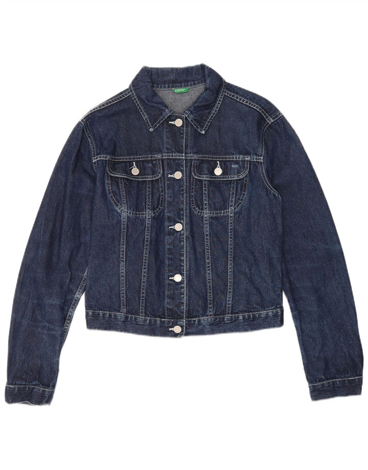 Женская джинсовая куртка Benetton UK 40, большая синяя, хлопок