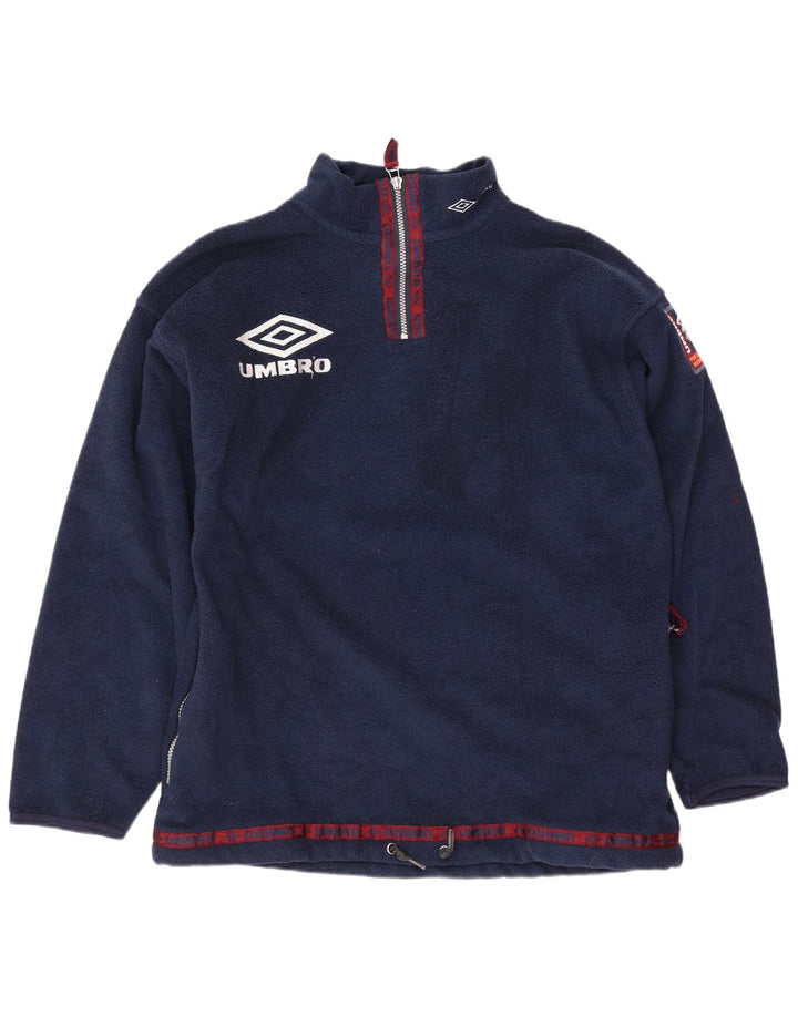 Мужской флисовый джемпер Umbro с рисунком на молнии, большой размер, темно-синий, полиэстер