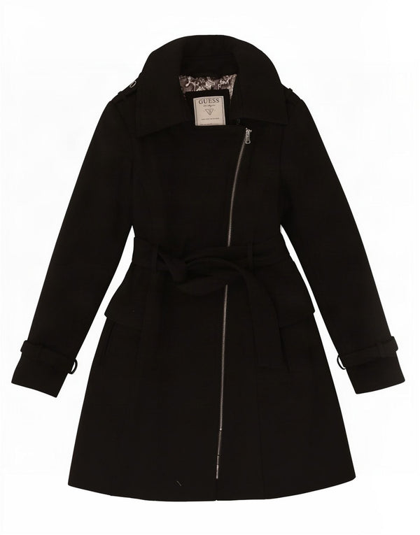 Женское пальто принцессы Guess UK 12, классическое черное шерстяное пальто среднего размера