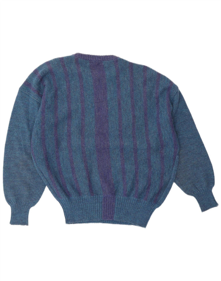 Мужской джемпер с круглым вырезом GIANNI VERSACE, классический большой синий полосатый свитер