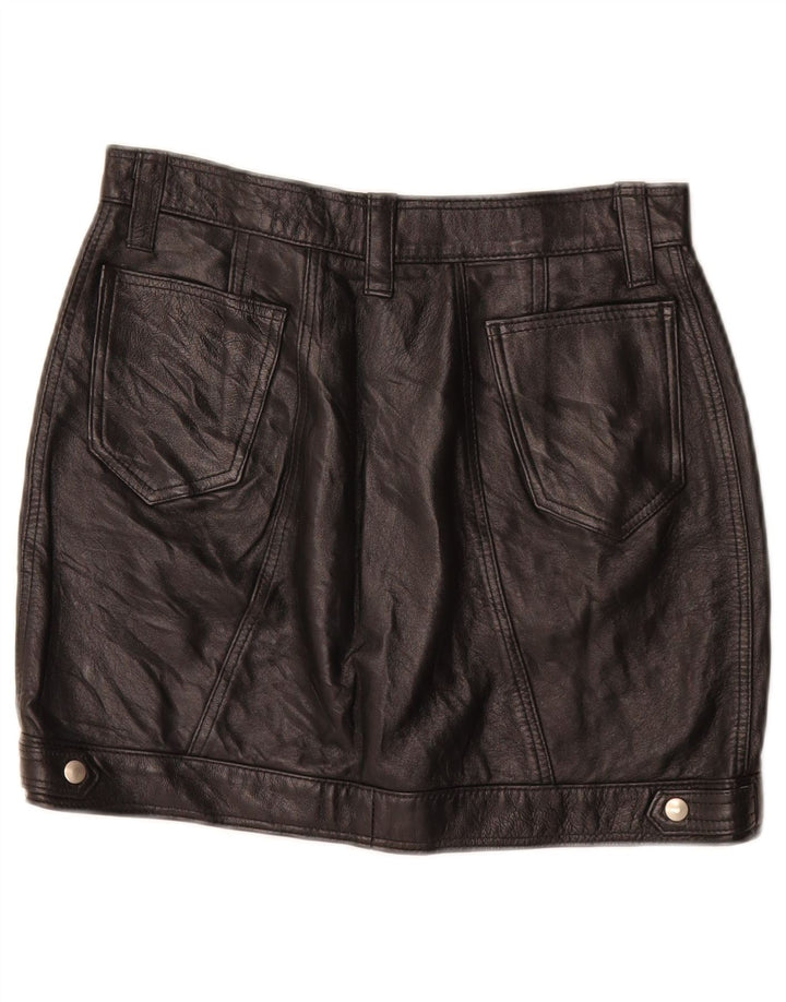 Винтажная женская мини-кожаная юбка W26, маленькая, черная