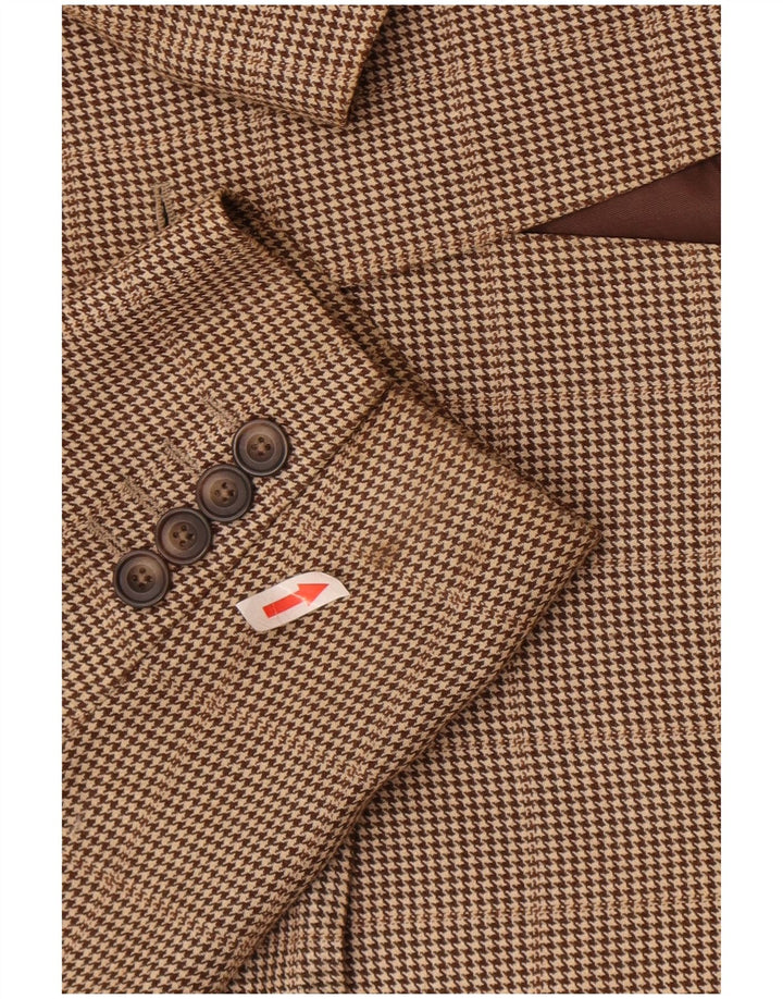 Мужской пиджак Aquascutum на 2 пуговицах, Великобритания, 42 XL, коричневый, шерсть с узором «гусиные лапки»