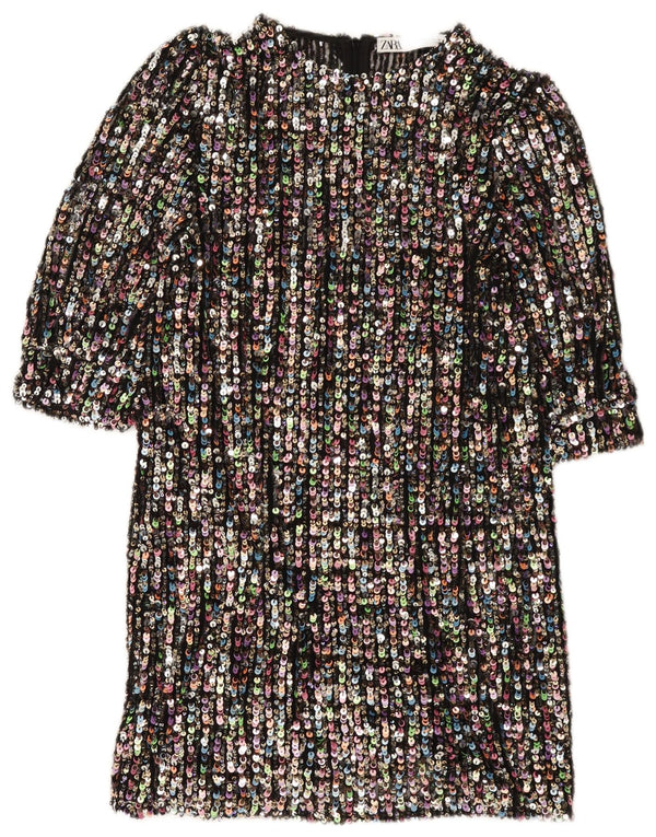 Zara Womens Sequin Shift Dress UK 10 Small Multicoloured Colourful