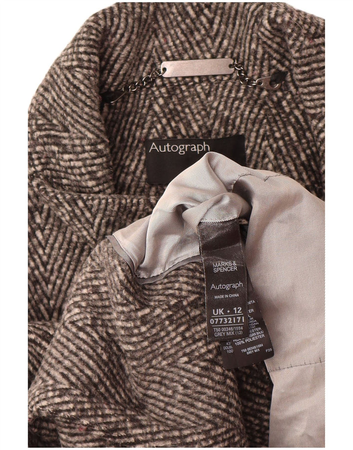 Женское пальто с автографом Marks & Spencer UK 12, средний серый с узором «елочка»