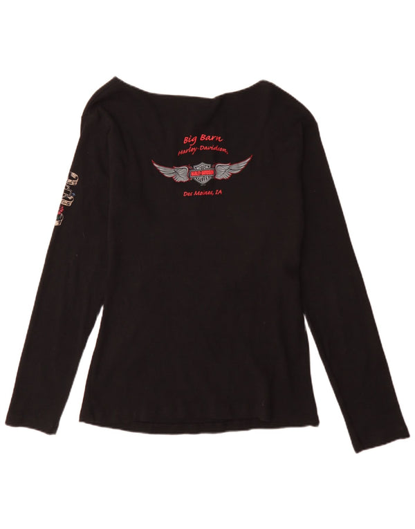 Женский топ Harley Davidson с длинным рукавом с рисунком, Великобритания 18 XL, черный хлопок