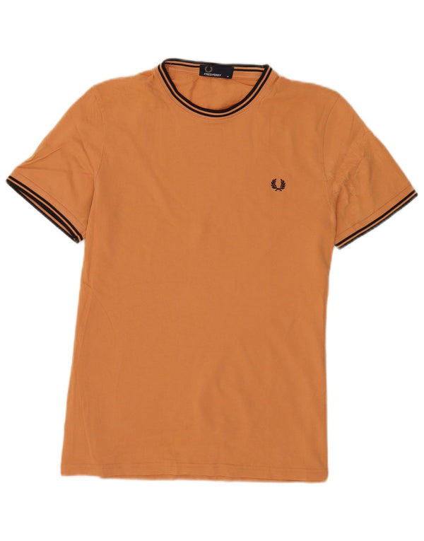 Мужская футболка Fred Perry из хлопка в оранжевую полоску среднего размера
