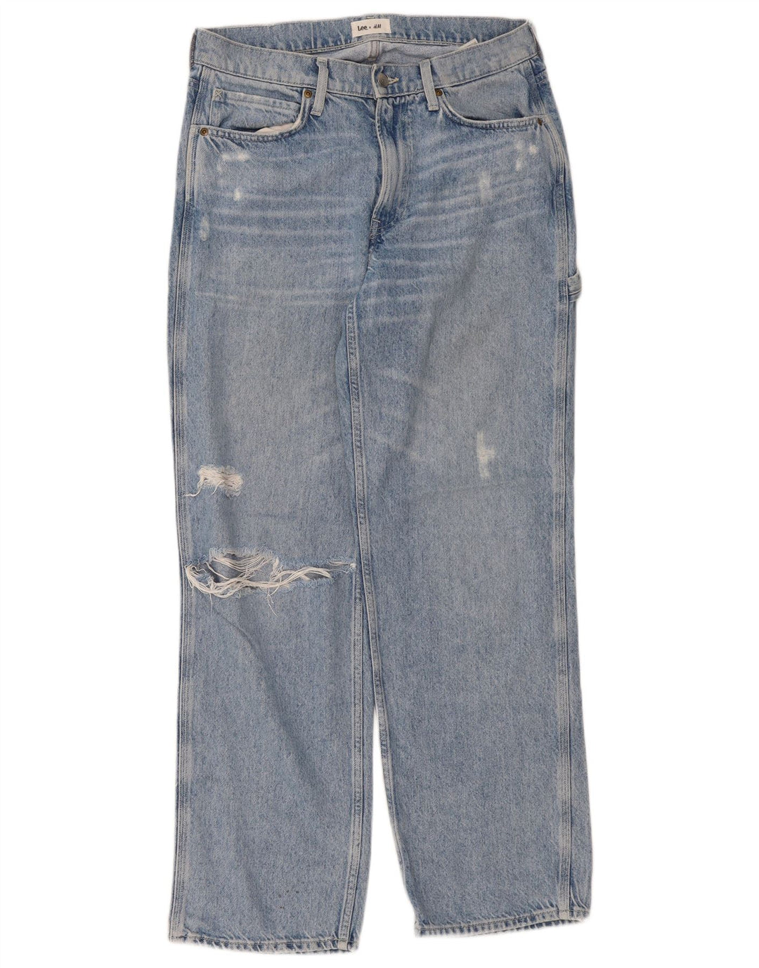 Женские прямые джинсы LEE By H&M с потертостями США 6, средние W32 L30, синие