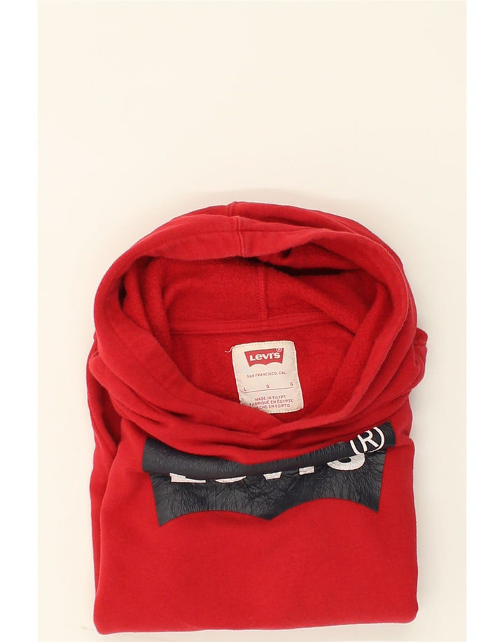 LEVI'S Boys Graphic Hoodie Jumper 10-11 Years Large Red Cotton | Vintage Levi's | Thrift | Second-Hand Levi's | Used Clothing | Messina Hembry 
