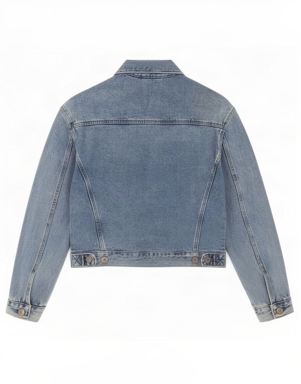 Женская укороченная джинсовая куртка Zara UK 6 XS, синяя, хлопок