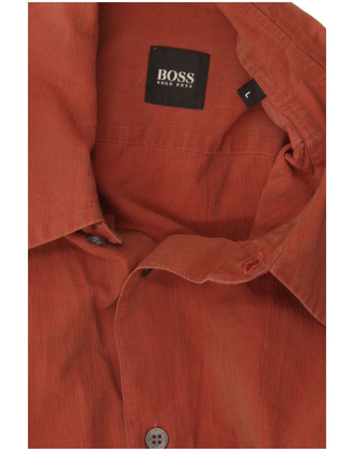 Мужская рубашка Hugo Boss, темно-бордовая, большая