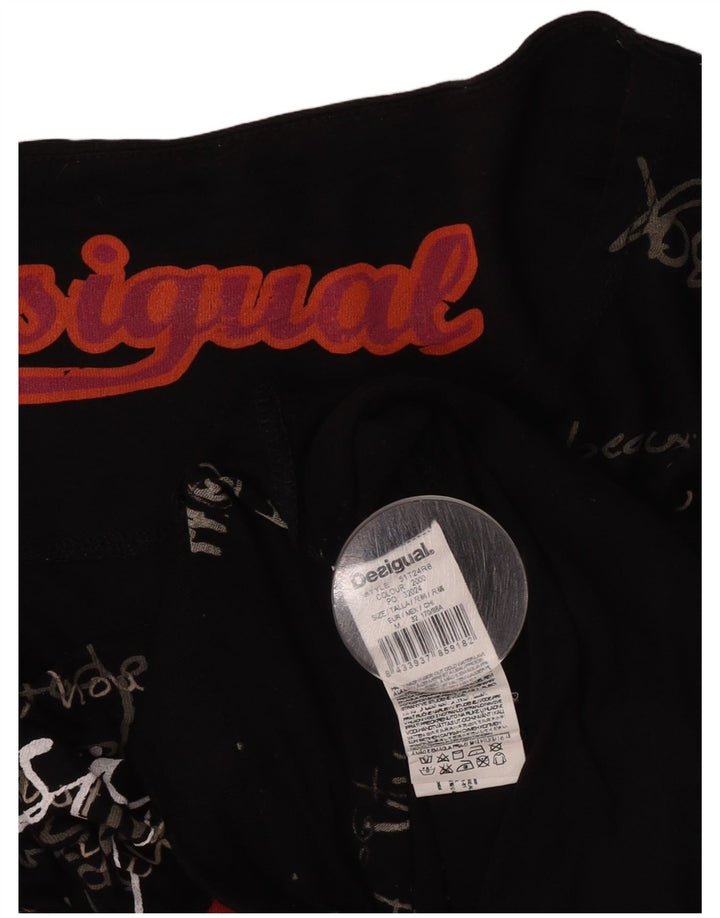 Женская футболка оверсайз с рисунком Desigual Top UK 14, средний черный, вискоза
