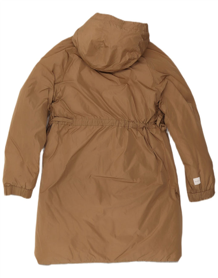 Женское двустороннее стеганое пальто с капюшоном Max Mara UK 10, маленькое бежевое из полиамида