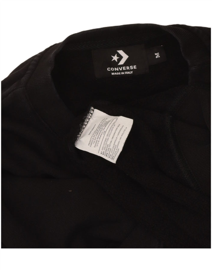 CONVERSE Womens Crop Sweatshirt Jumper UK 14 Medium Black Cotton