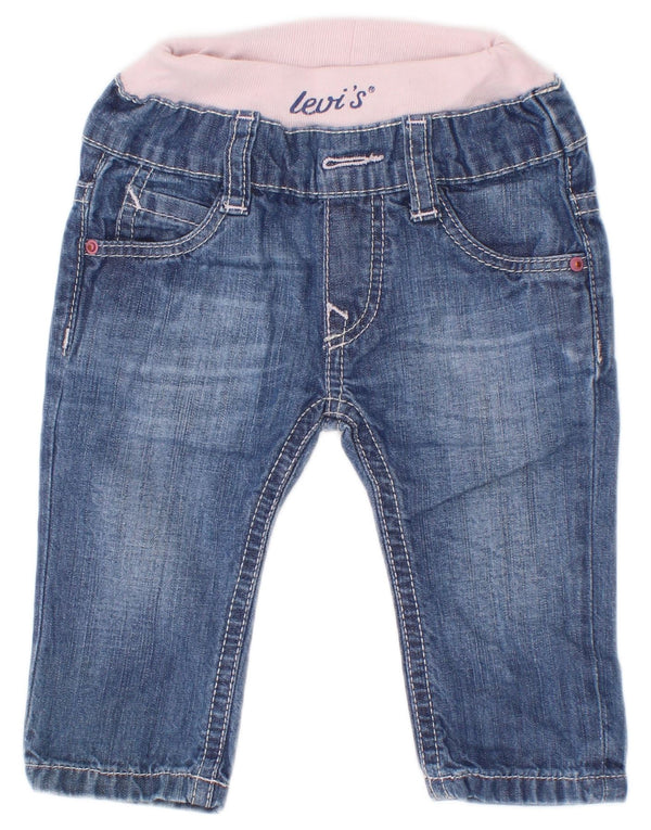 Джинсы Levi's для маленьких девочек 0–3 месяцев W16 L4, синие, хлопок с цветными блоками