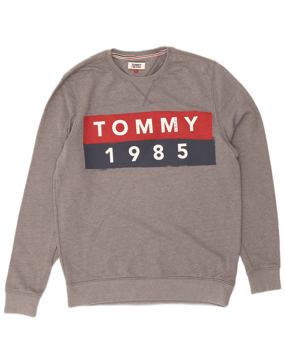 Мужской свитшот с рисунком TOMMY HILFIGER, большой серый хлопковый джемпер