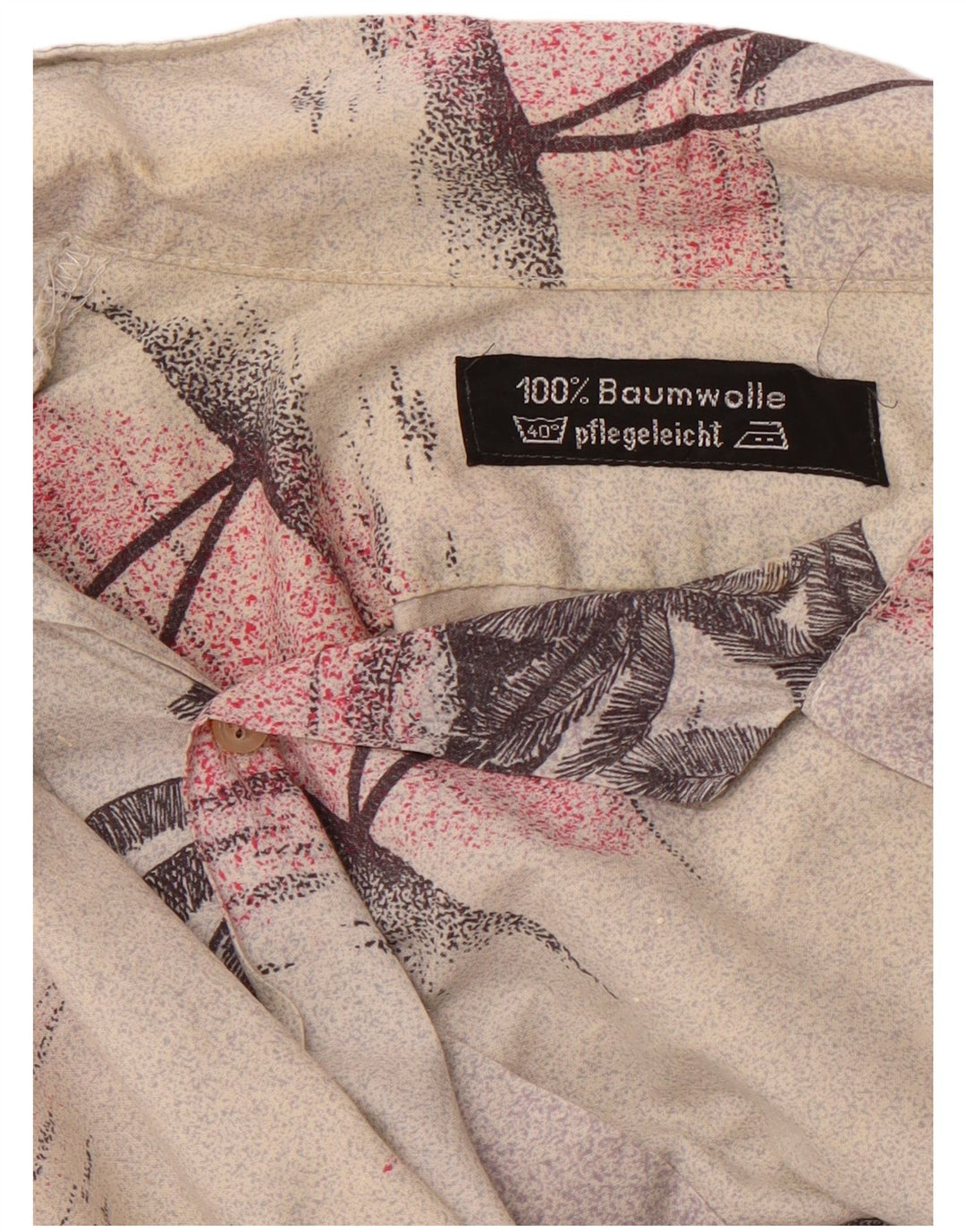 ВИНТАЖНАЯ мужская гавайская рубашка с коротким рукавом, большая бежевая хлопковая рубашка с цветочным принтом