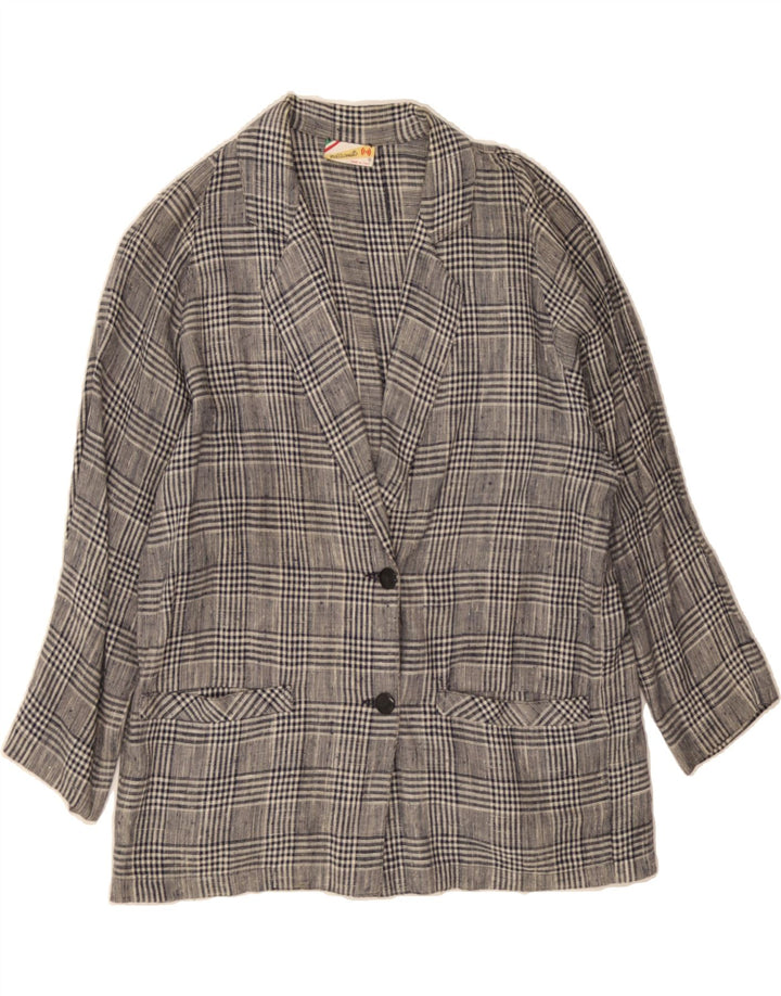MAZZONETTO Womens Loose Fit 2 Button Blazer Jacket IT 44 Medium Grey Check Vintage Mazzonetto and Second-Hand Mazzonetto from Messina Hembry 