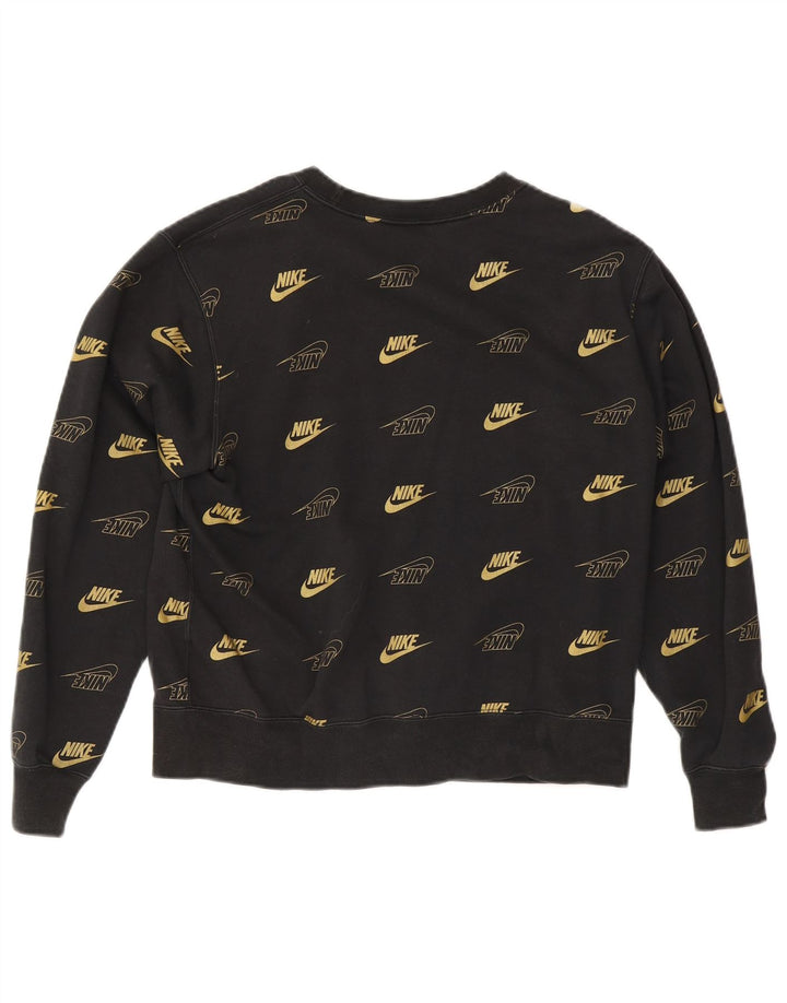 Женский джемпер большого размера с рисунком Nike UK 10, маленький черный хлопковый