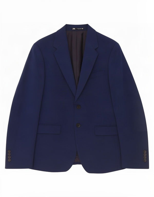 Zara Mens 2 Button Blazer Jacket EU 46 Small Navy Blue