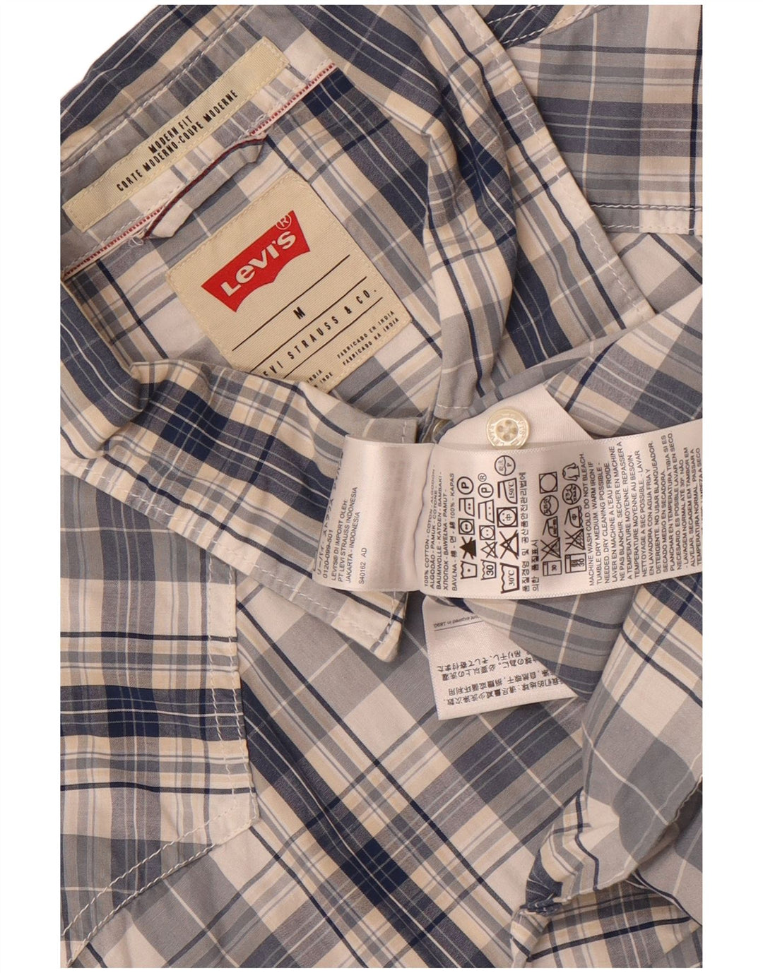 Мужская рубашка современного кроя Levi's среднего размера, темно-синяя клетка, хлопок