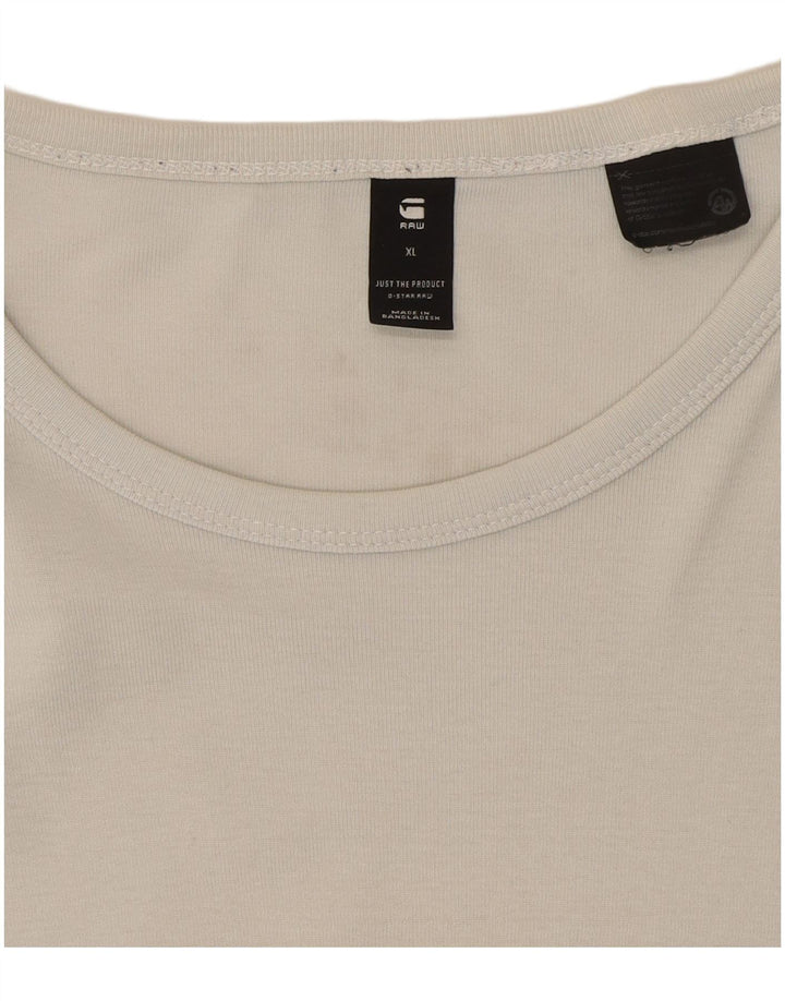 G-STAR Mens T-Shirt Top XL Off White Cotton