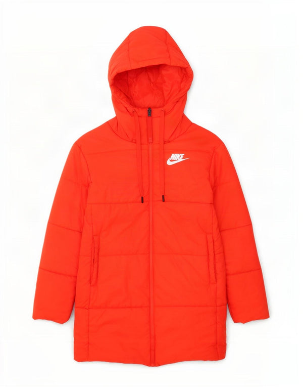 Женская двусторонняя стеганая куртка оверсайз с графическим рисунком Nike UK 10, маленькая оранжевая