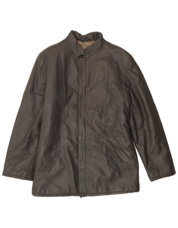 Мужская кожаная куртка VINTAGE UK 38 средний серый