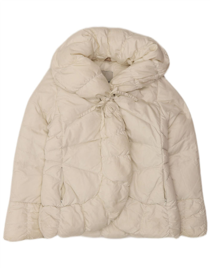 Moncler Стеганая куртка для девочек 9-10 лет, белый нейлон