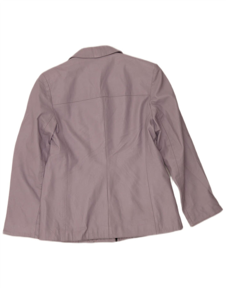 Alta Moda Женский кожаный пиджак с молнией во всю длину IT 50 XL Фиолетовый кожаный