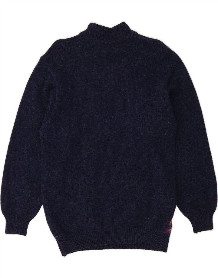 BENETTON Womens Turtle Neck Jumper Sweater UK 14 Medium Navy Blue Vintage Benetton and Second-Hand Benetton from Messina Hembry 