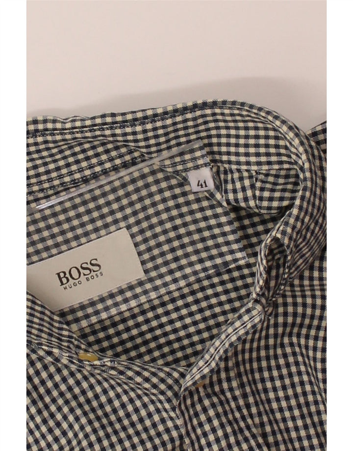 HUGO BOSS Mens Shirt Size 41 Large Black Gingham Vintage Hugo Boss and Second-Hand Hugo Boss from Messina Hembry 