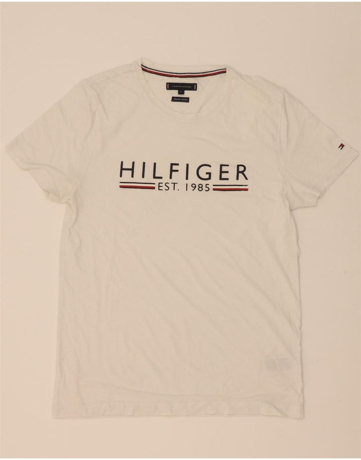 Tommy Hilfiger Мужская футболка с рисунком Топ среднего размера, белый хлопок