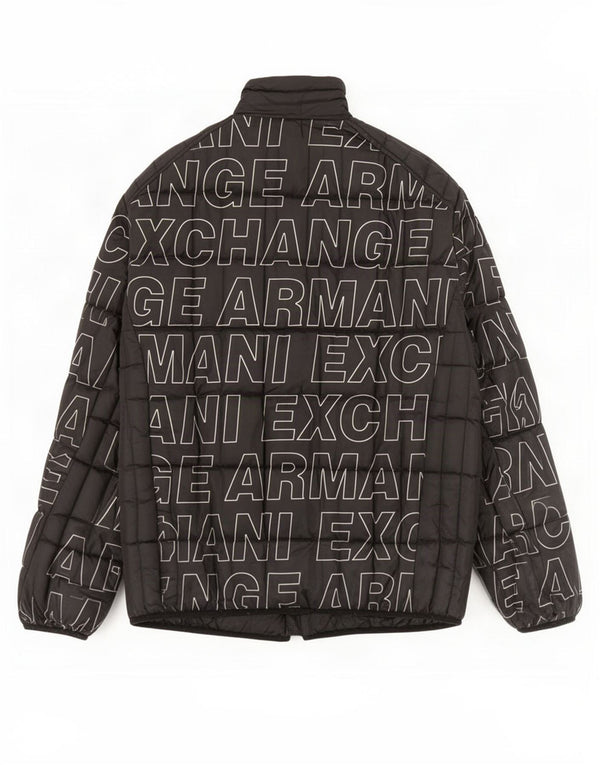 Мужская стеганая куртка с рисунком Armani Exchange UK 40, большая черная