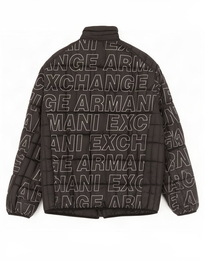 Мужская стеганая куртка с рисунком Armani Exchange UK 40, большая черная