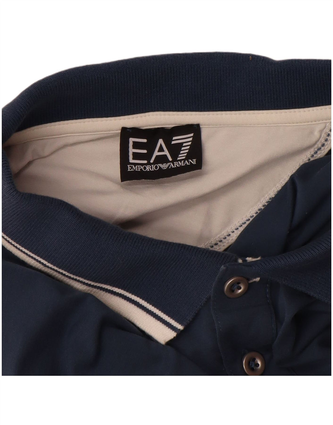 Мужская рубашка-поло EMPORIO ARMANI 3XL, синяя, хлопок с цветными блоками