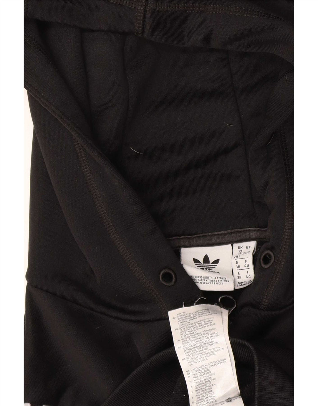 Женский свитер с капюшоном Adidas на молнии с графическим рисунком UK 12, средний черный, полиэстер