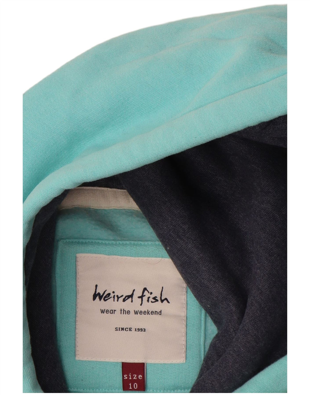 Женский джемпер с капюшоном WEIRD FISH UK 10, маленький бирюзовый хлопок