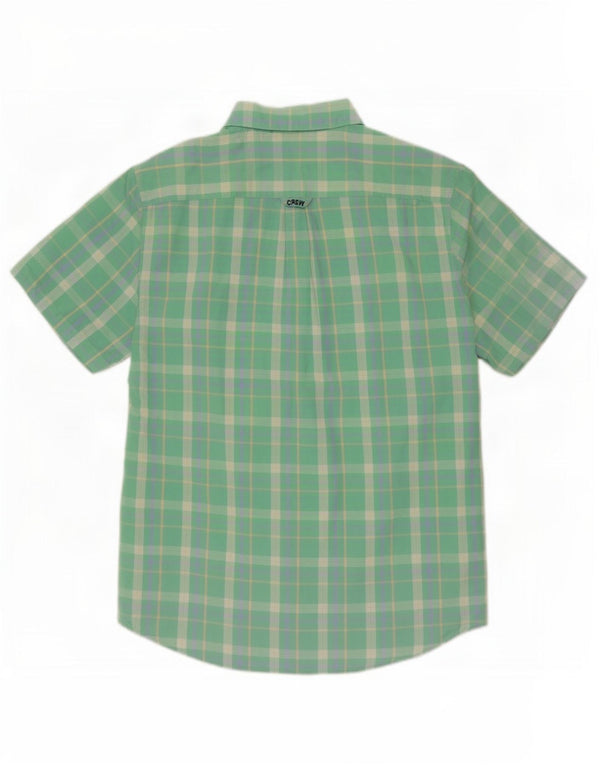 Crew Clothing Мужская приталенная рубашка с коротким рукавом, большая зеленая клетка в клетку, хлопок