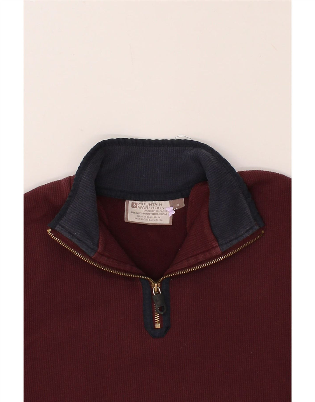 MOUNTAIN WAREHOUSE Mens Zip Neck Sweatshirt Jumper Medium Maroon Cotton Vintage Mountain Warehouse and Second-Hand Mountain Warehouse from Messina Hembry 