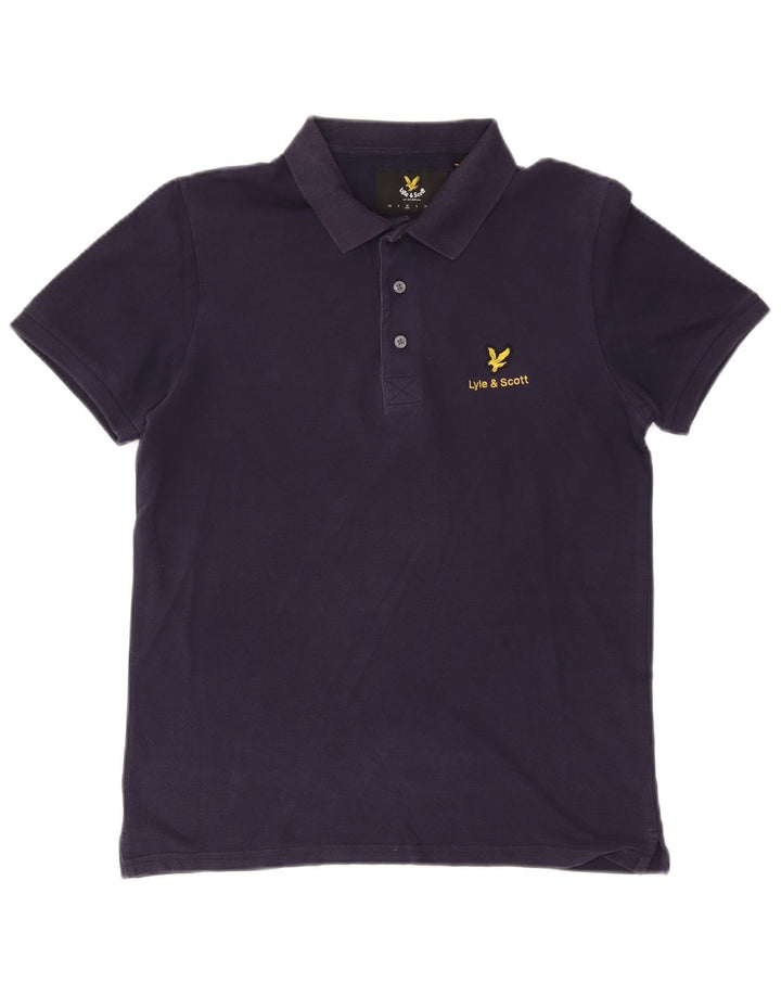 Мужская рубашка-поло Lyle & Scott, темно-синяя, хлопковая, среднего размера