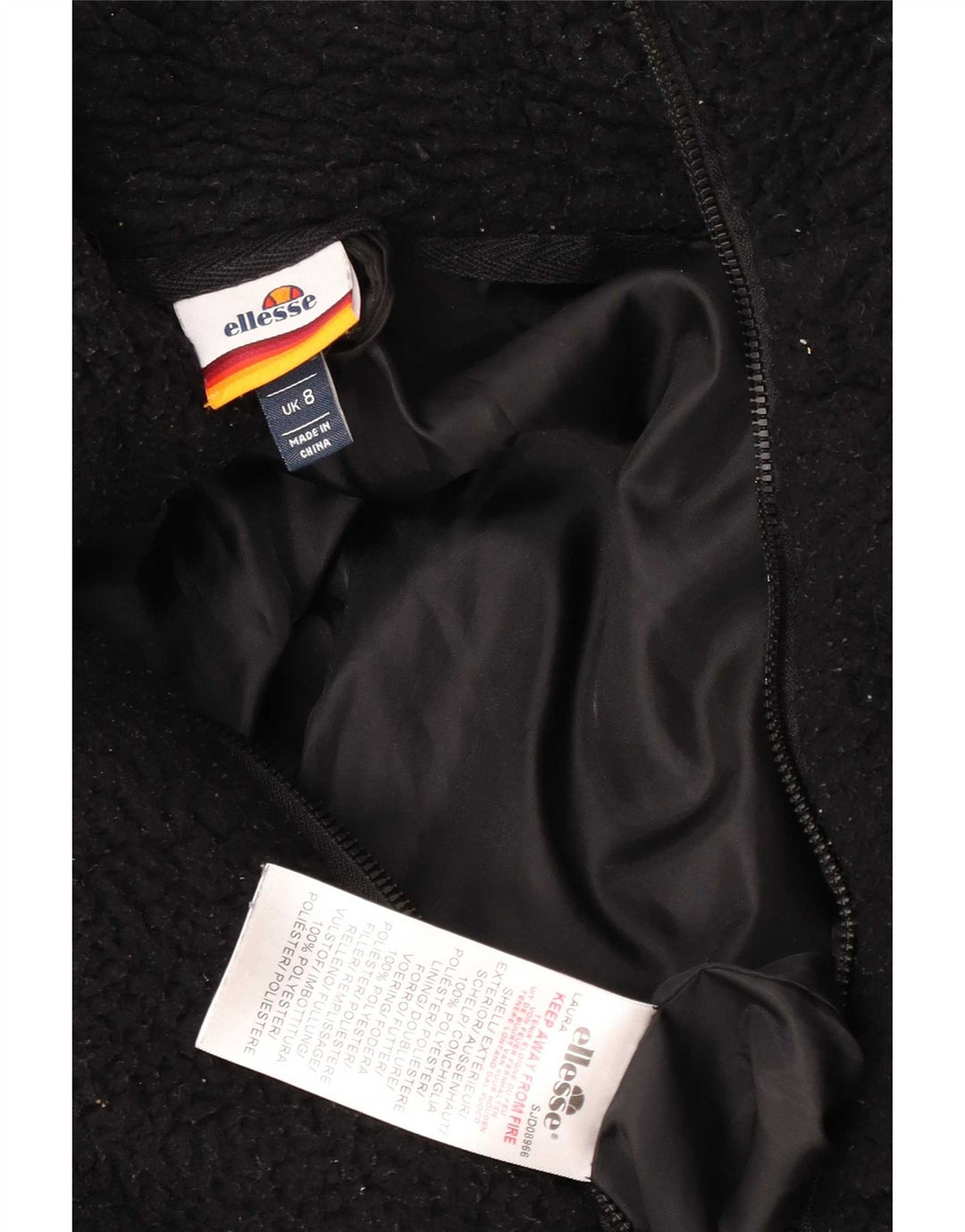 Женская флисовая куртка Ellesse оверсайз UK 8, маленький черный полиэстер