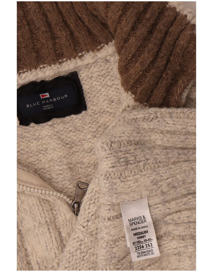 Мужской джемпер с воротником на молнии Marks & Spencer Blue Harbour, средний бежевый